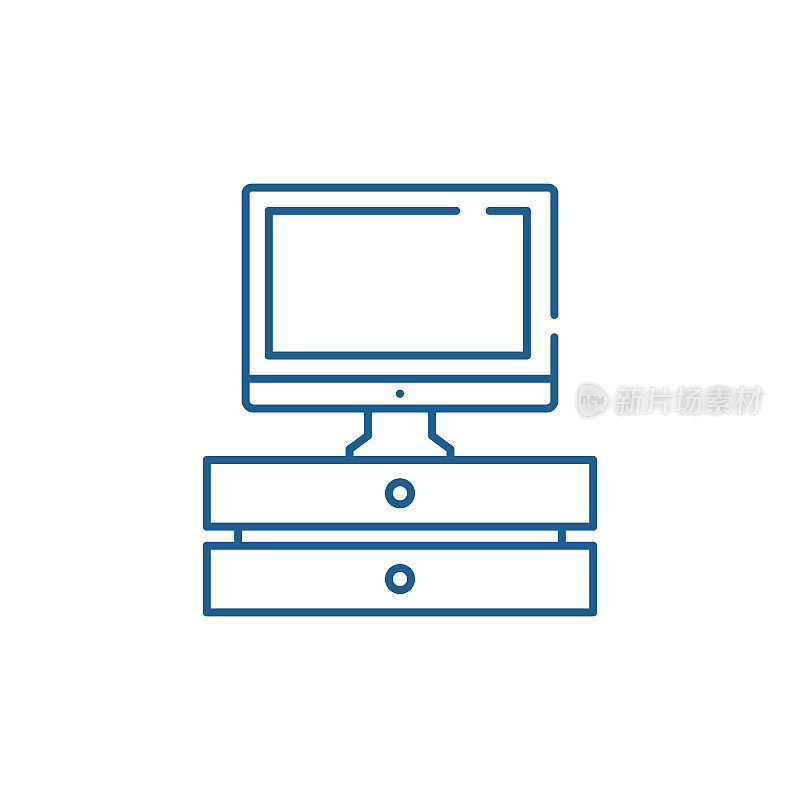 Tv with stand line icon concept. Tv with stand flat  vector symbol, sign, outline illustration.